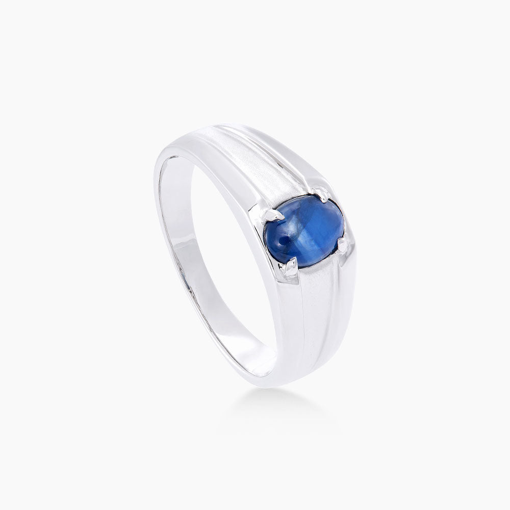 Cabochon Blue Sapphire Men's Ring in 925 Silver Palladium LE3981861022(PLD)-BS