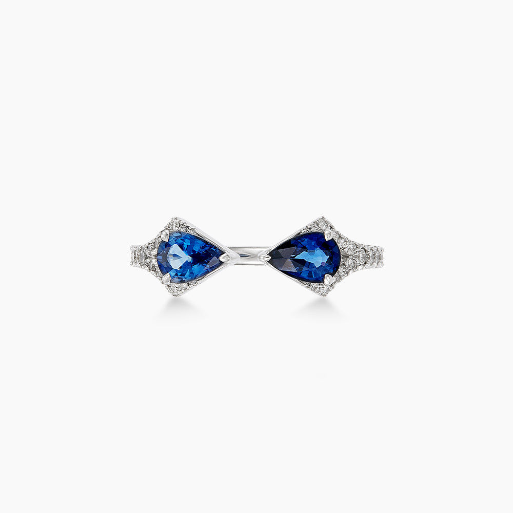Pear Blue Sapphire and Diamond Ring in 750/18K White Gold LE4989941024-BS