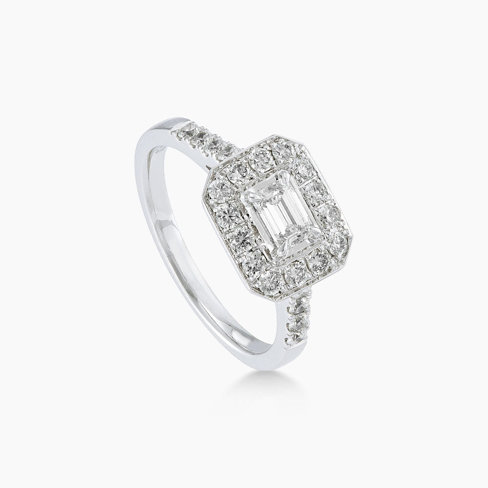 Emerald Diamond Ring in 750/18K White Gold LE5231770325