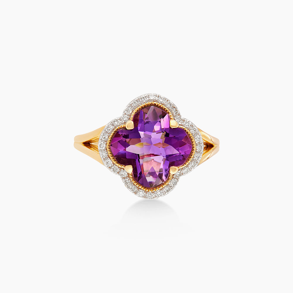 Fancy Amethyst and Diamond Ring in 375/9K Yellow Gold 275430626