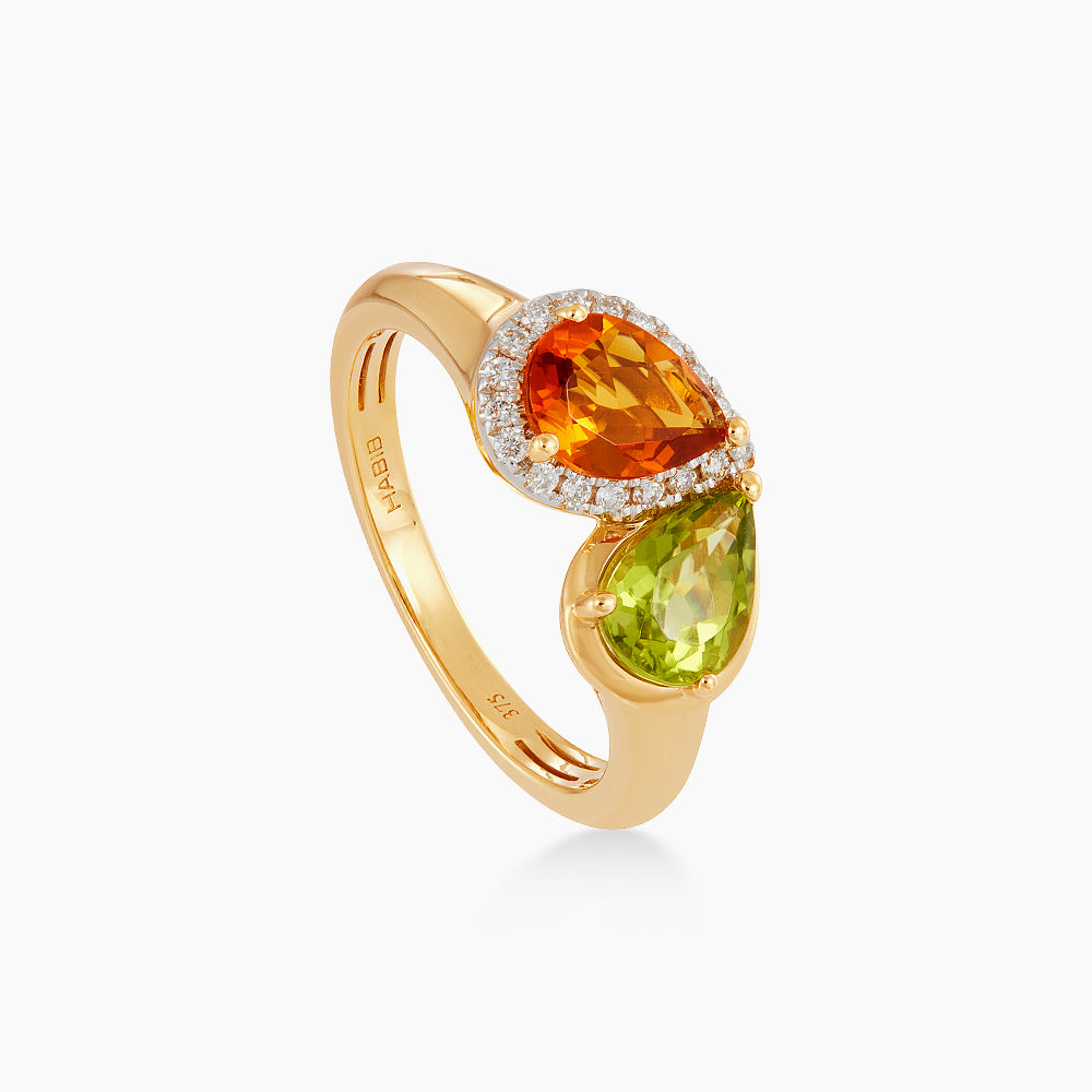Citrine, Peridot and Diamond Ring in 375/9K Yellow Gold 276030826(YG)-CITR