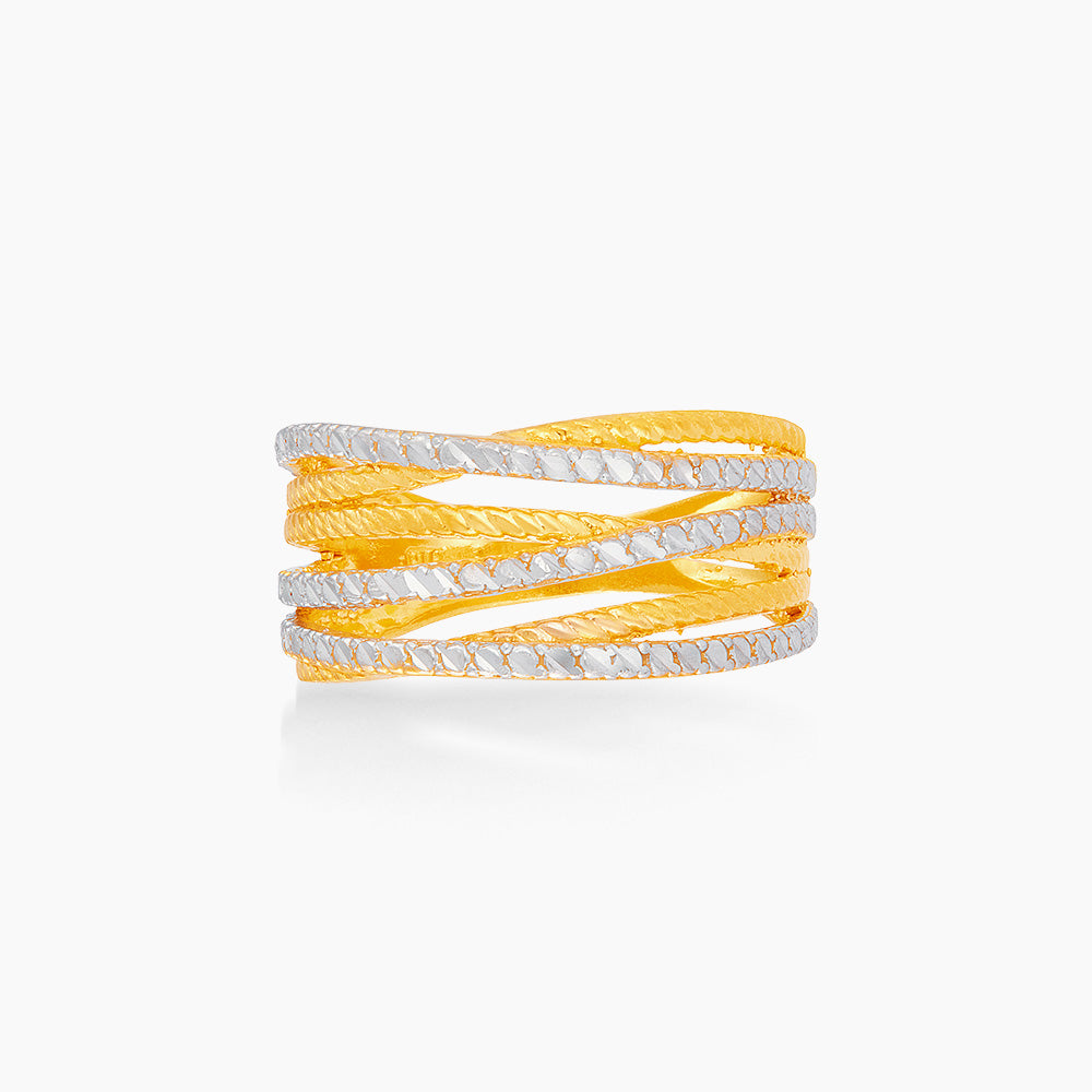 916/22K Yellow and White Gold Ring MILR09670625-BI
