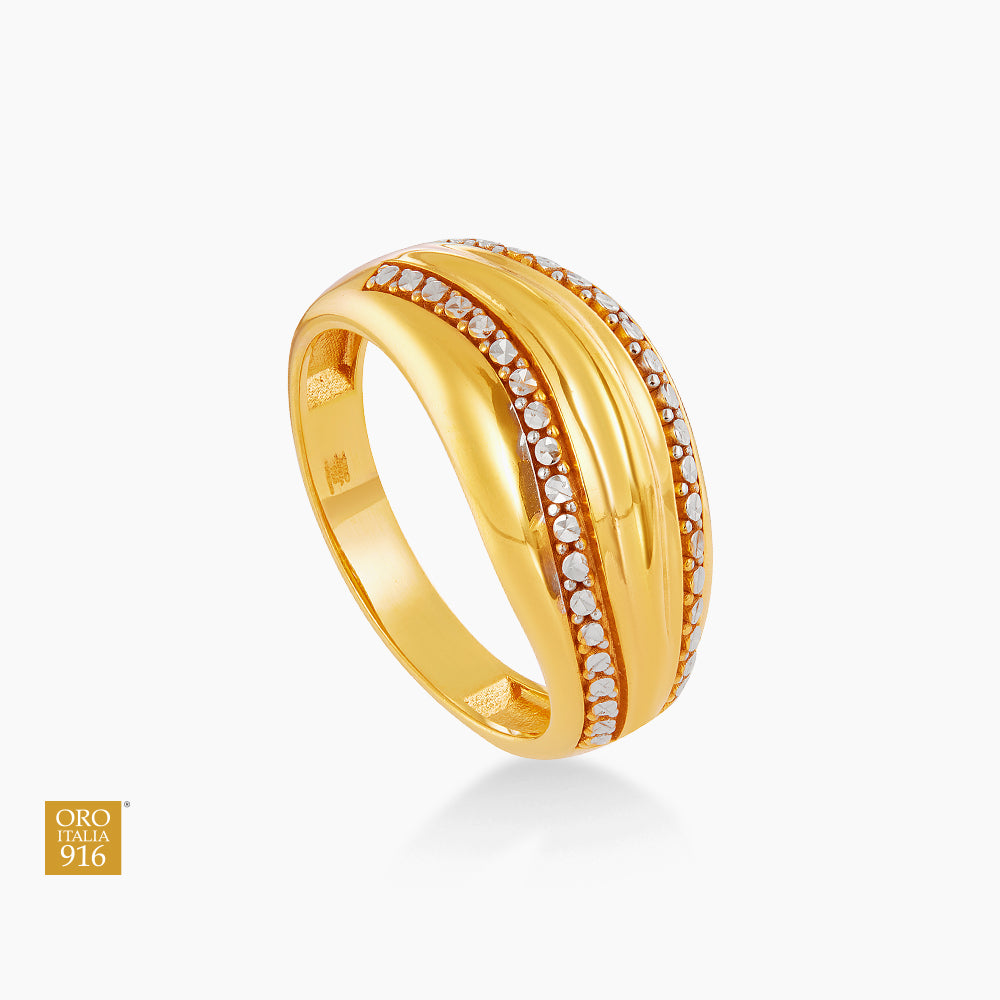 Oro Italia 916 Yellow and White Gold Ring GR62000326(YW)-BI (22K Gold)