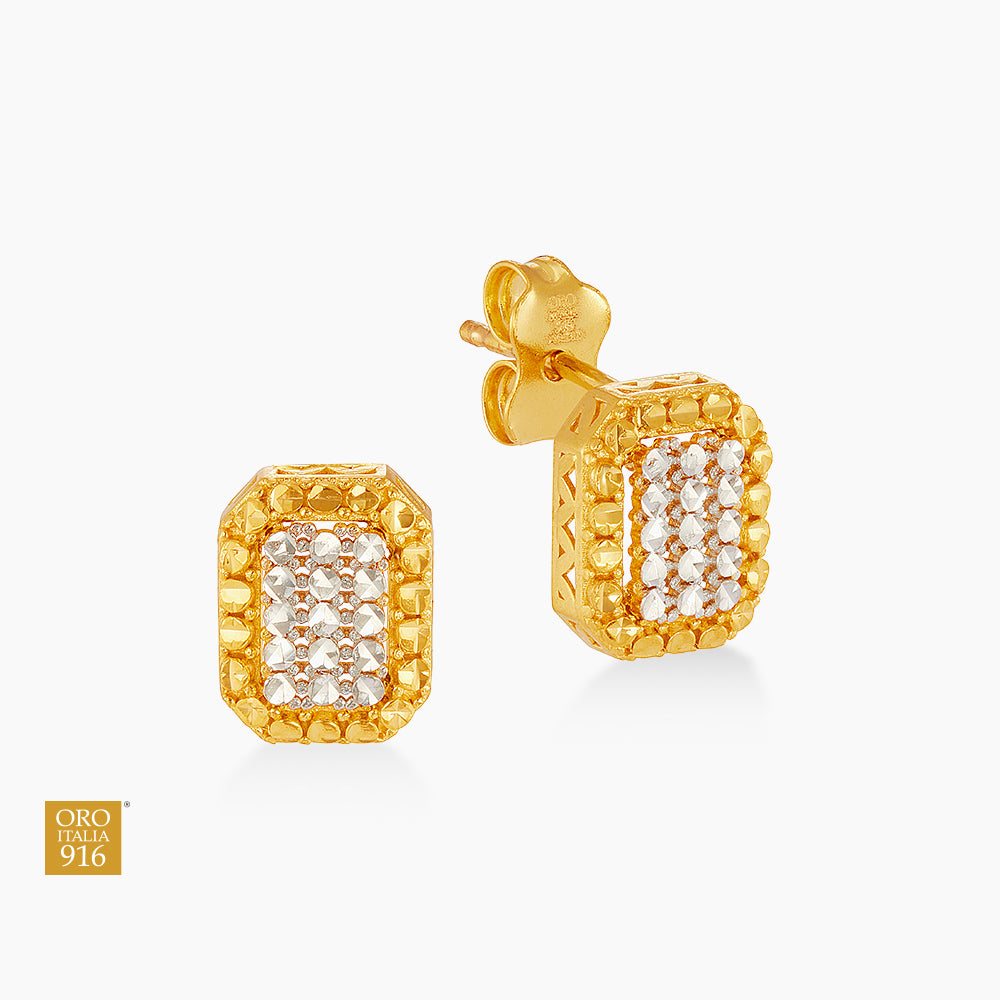 LUMINA | Oro Italia 916 Yellow and White Gold Earrings GE78060426(YW)-BI (22K Gold)