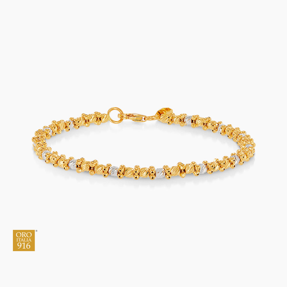 Oro Italia 916 Yellow and White Gold Bracelet GW54531025(YW)-BI (22K Gold)