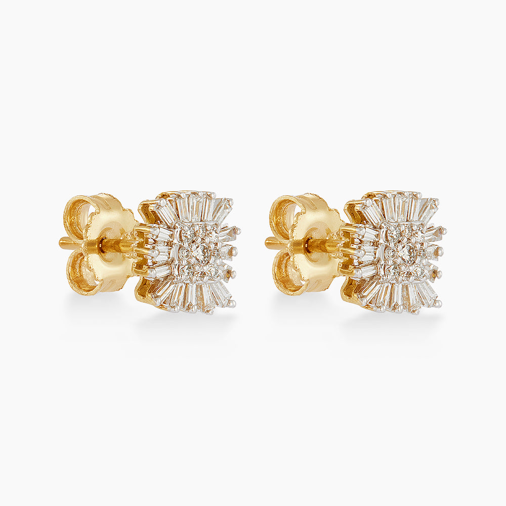 Tapered and Diamond Earrings in 375/9K Yellow Gold 275290626(E)