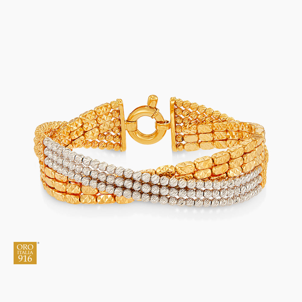 Oro Italia 916 Yellow and White Gold Bangle GB95061025(YW)-BI (22K Gold)