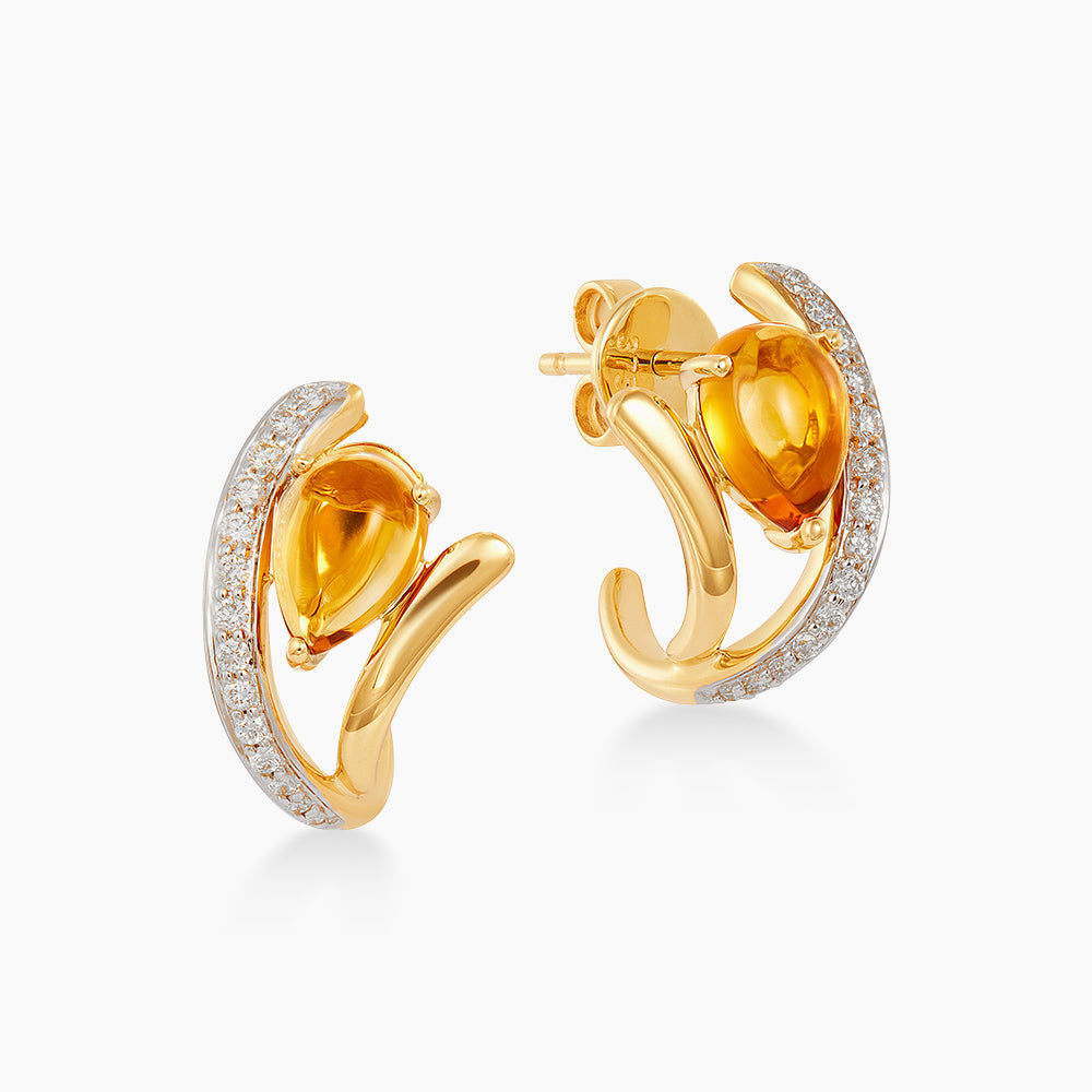 Pear Citrine and Diamond Earrings in 375/9K Yellow Gold 276040826(E)