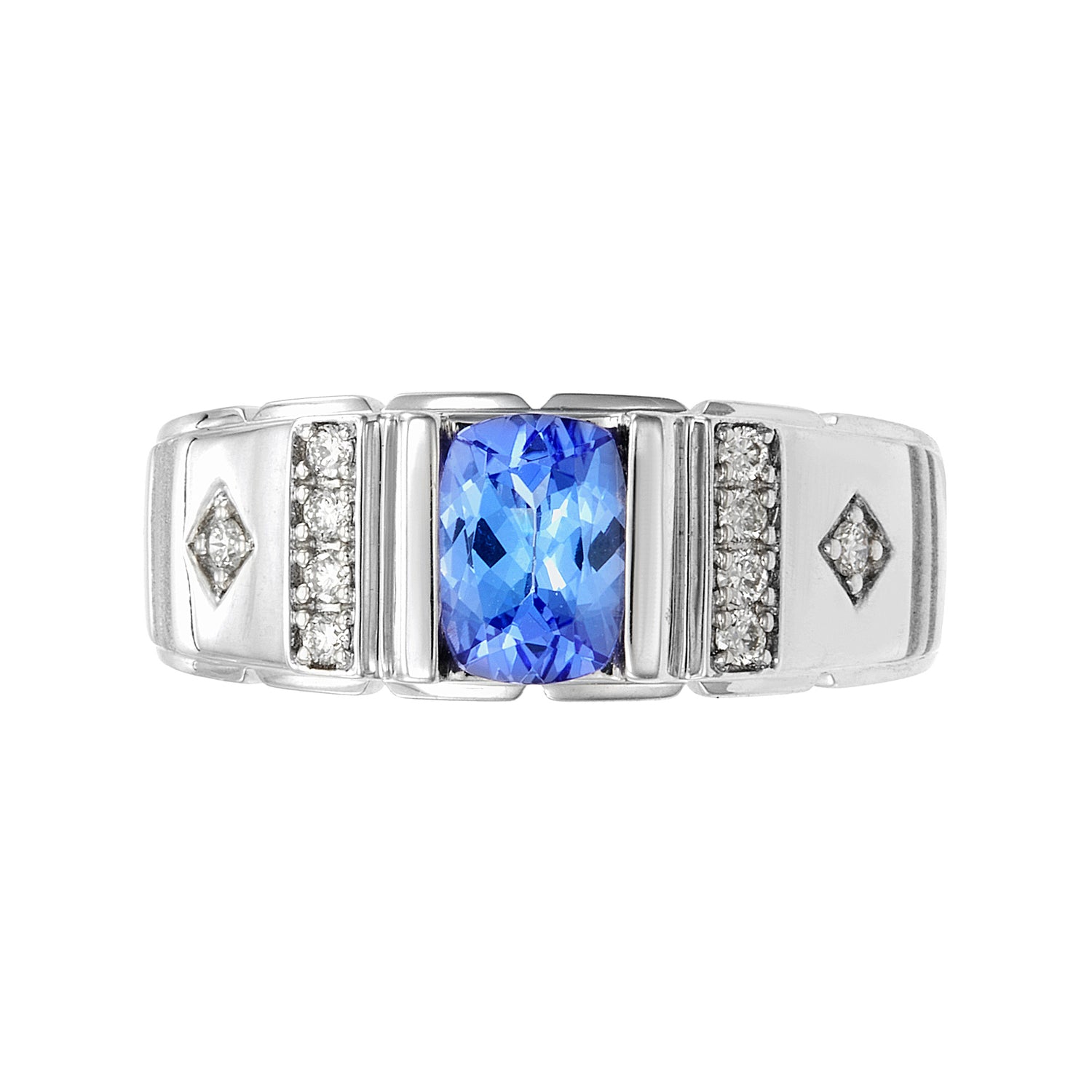 Tanzanite and Diamond Men's Ring in 925 Silver Palladium 270801024(PLD)-TANZ