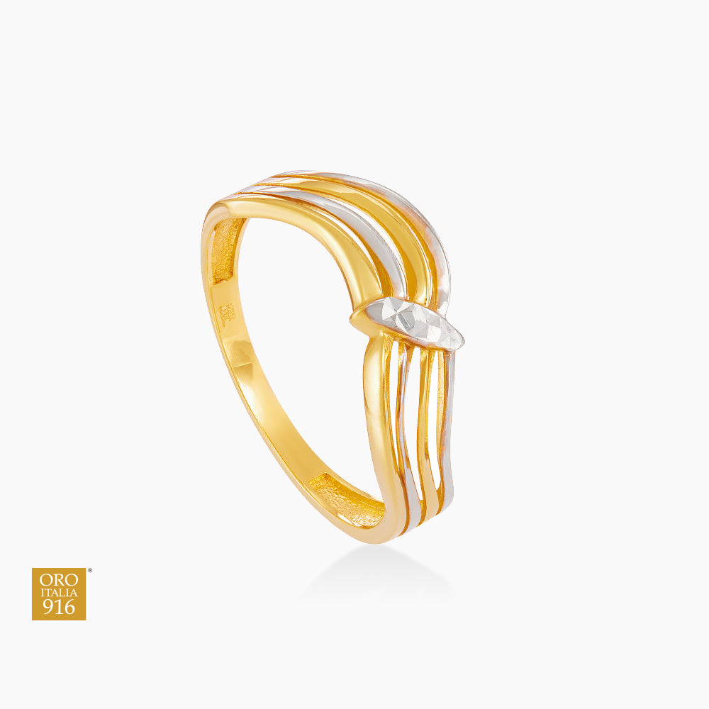 Oro Italia 916 Yellow and White Gold Ring GR62610526(YW)-BI (22K Gold)