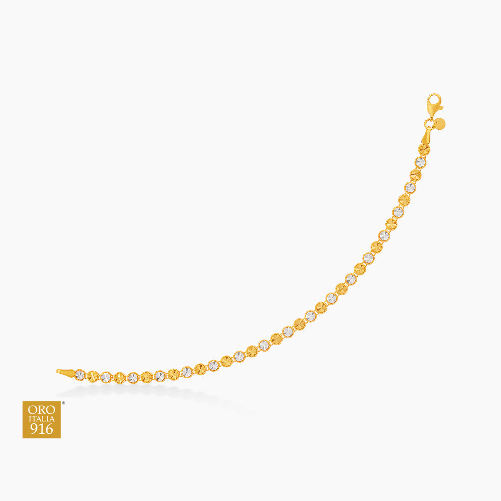 Oro Italia 916 Yellow and White Gold Bracelet GW55660526(YW)-BI (22K Gold)