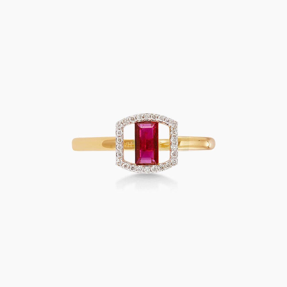 Baguette Ruby and Diamond Ring in 375/9K Yellow Gold 275830726(R)