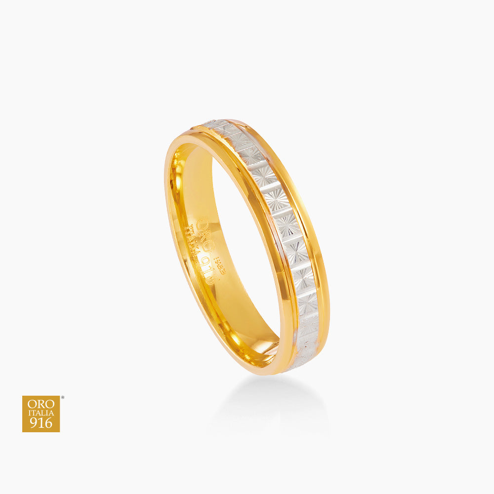 Oro Italia 916 Yellow and White Gold Ring GR62300526(YW)-BI (22K Gold)