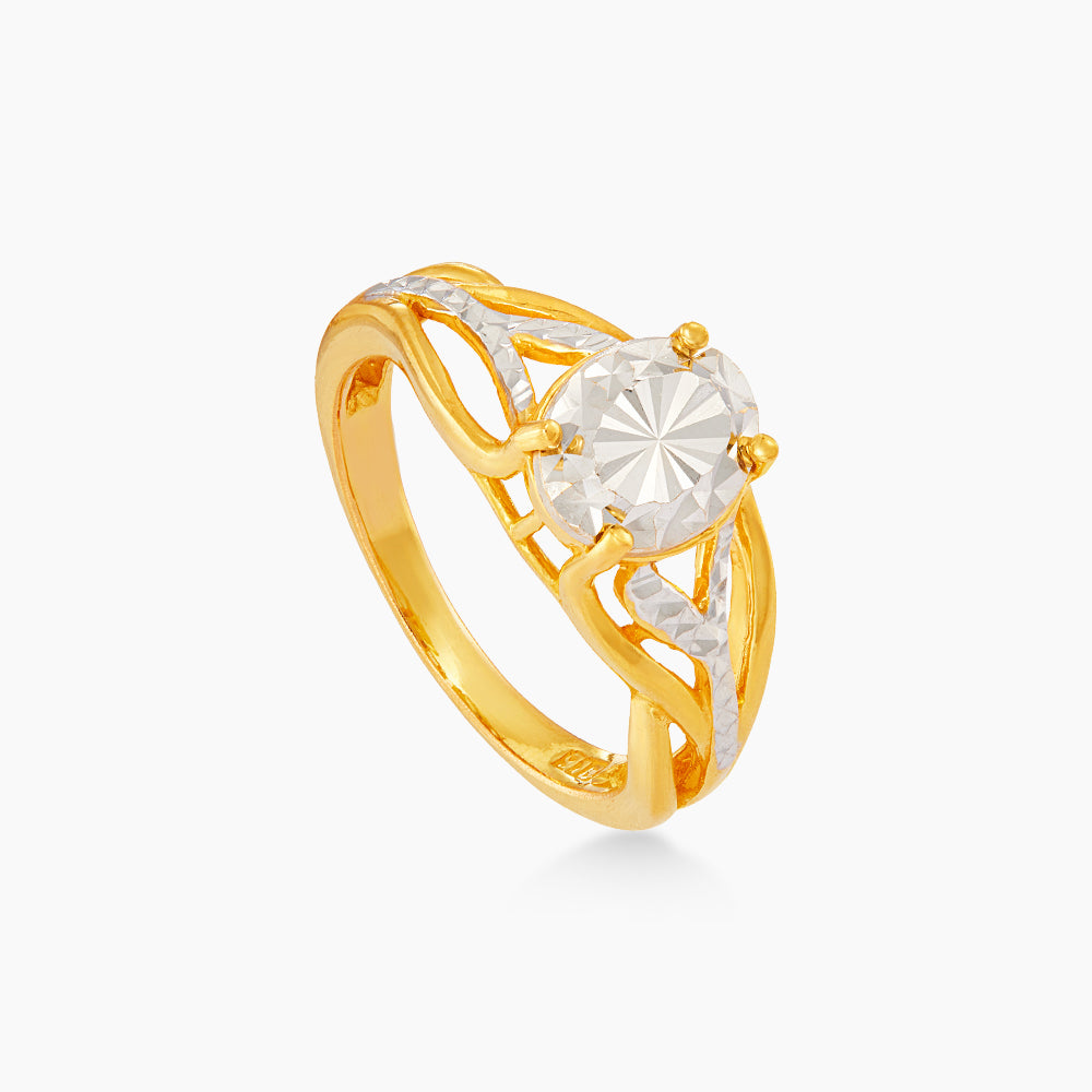916/22K Yellow and White Gold Ring R73050325-BI