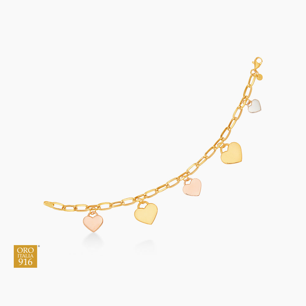 Oro Italia 916 Yellow, White and Rose Gold Bracelet GW55280126-TI (22K Gold)