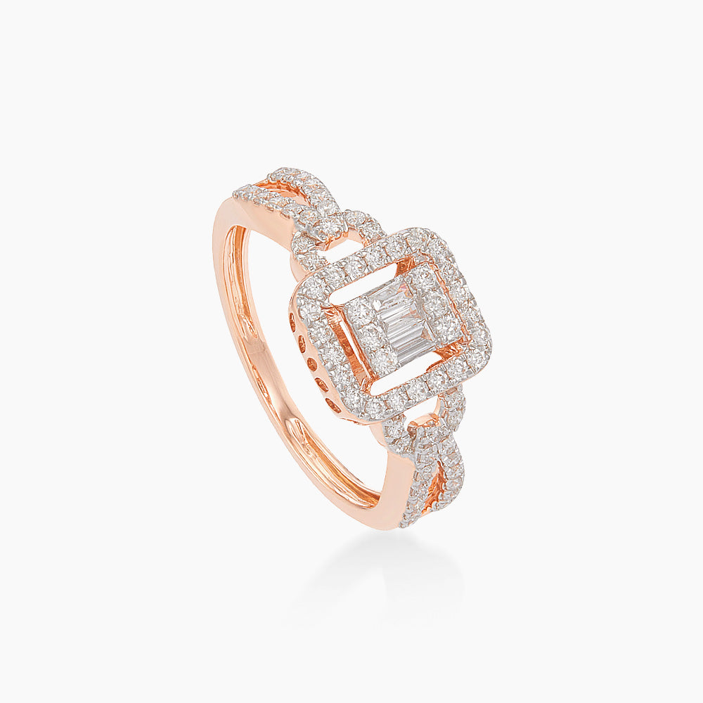 Baguette Diamond Ring in 750/18K Rose Gold 275110526
