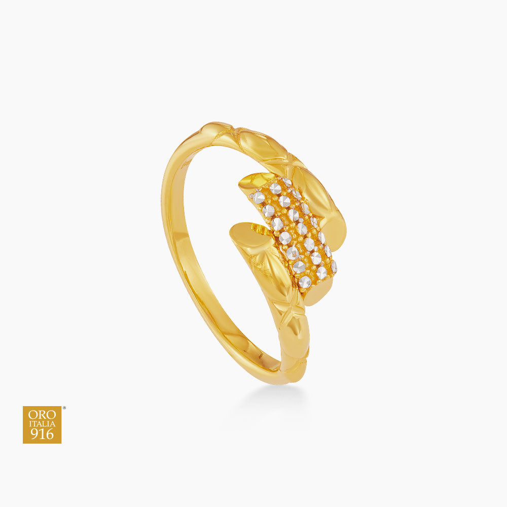 Oro Italia 916 Yellow and White Gold Ring GR61361225(YW)-BI (22K Gold)