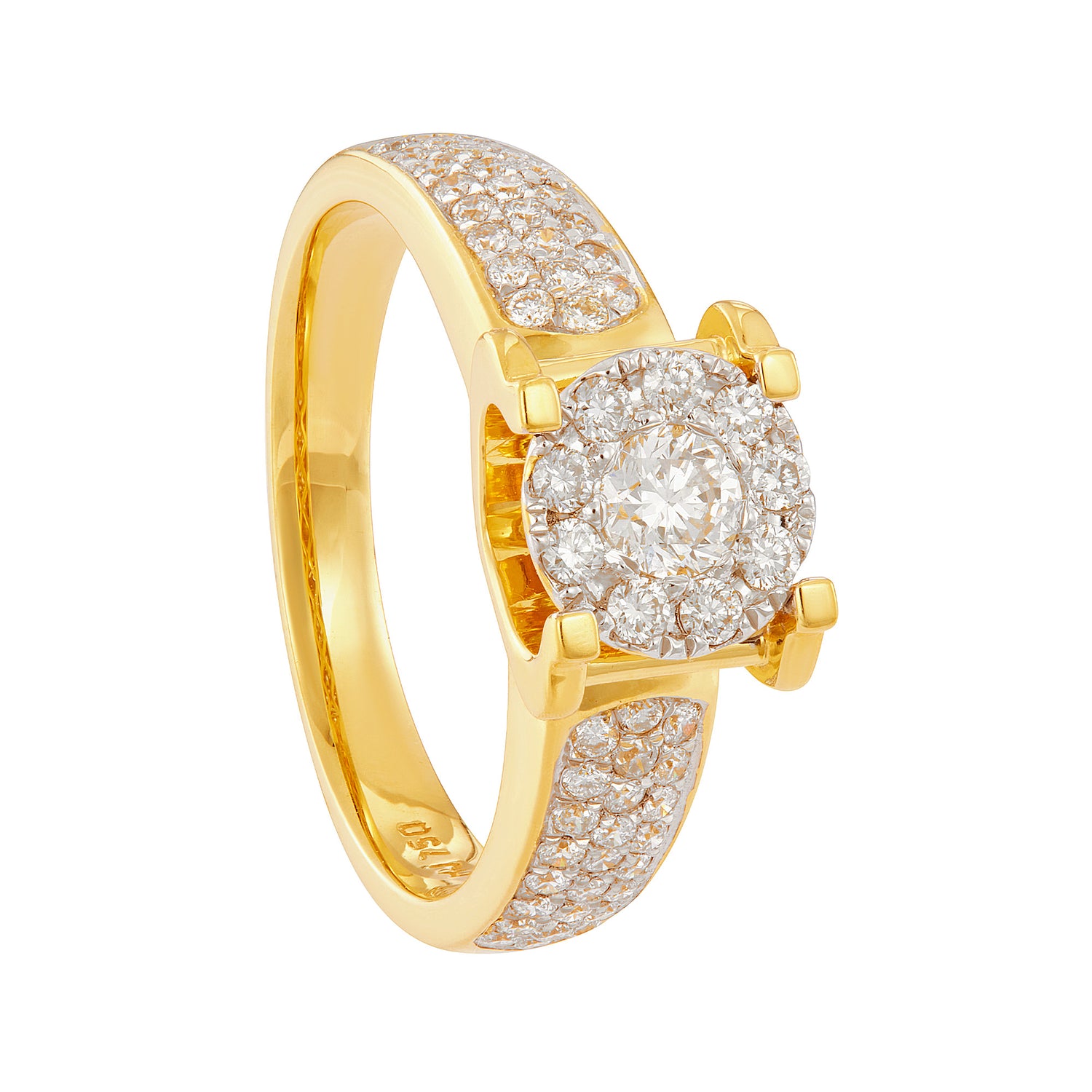 POLARIS | Tapered Halo Diamond Ring in 750/18K Yellow Gold 23772