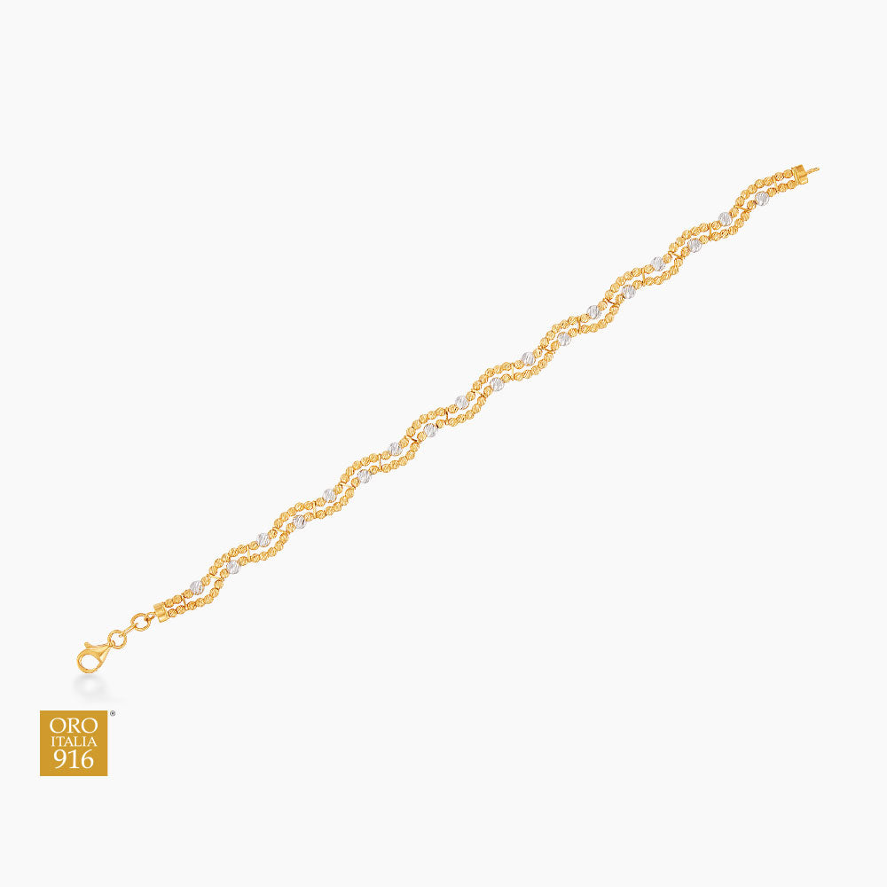 Oro Italia 916 Yellow and White Gold Bracelet GW54080825(YW)-BI (22K Gold)