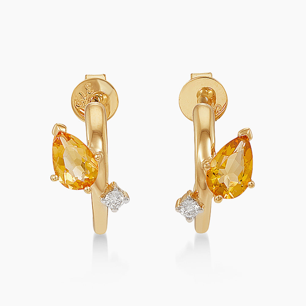 Pear Citrine and Diamond Earrings in 375/9K Yellow Gold 458450526(YG)-CITR