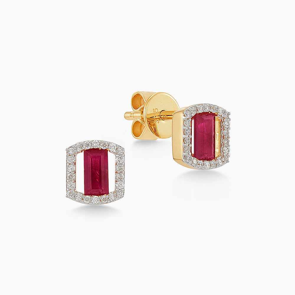 Baguette and Diamond Earrings in 375/9K Yellow Gold 275830726(E)