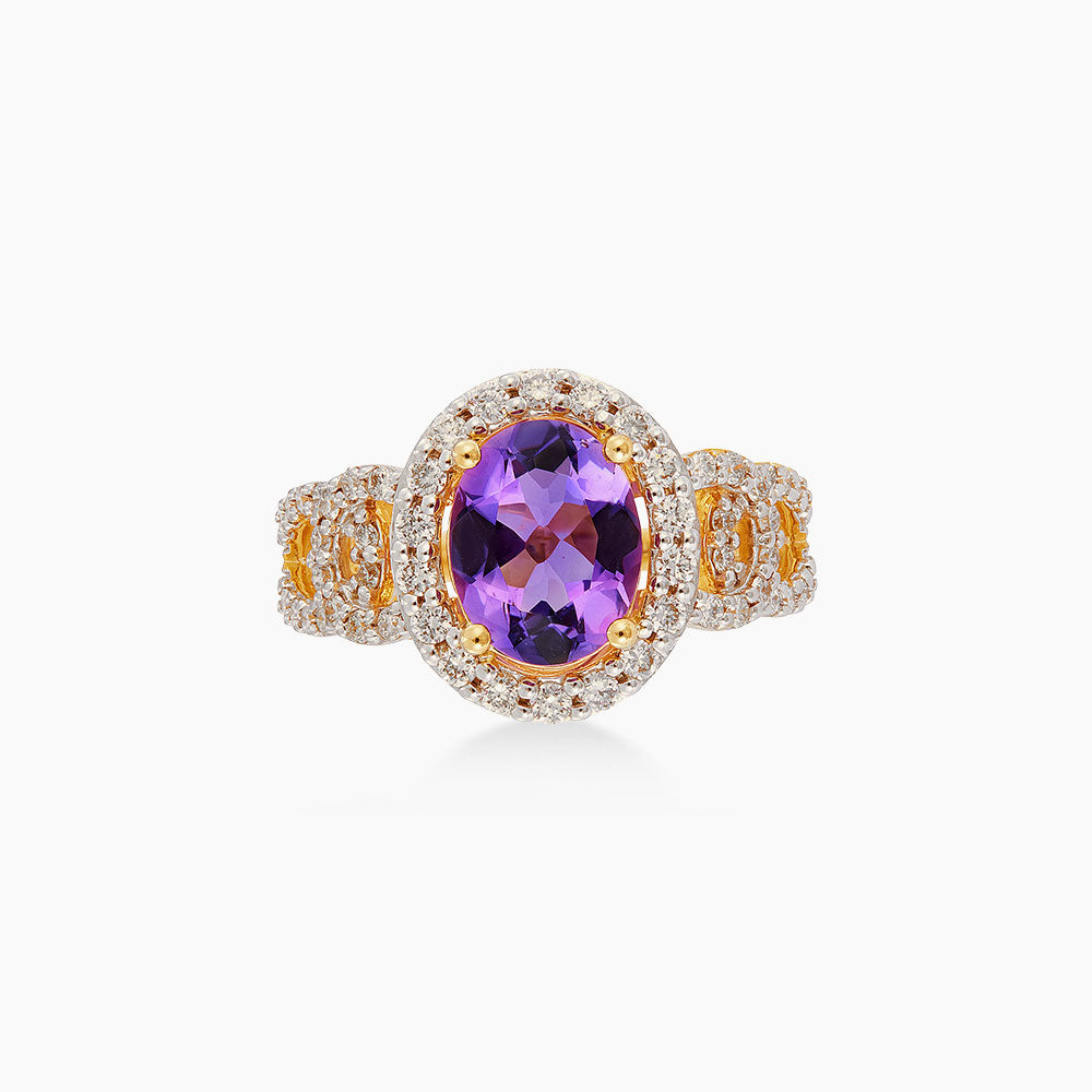 Oval Amethyst and Diamond Ring in 375/9K Yellow Gold 274590226