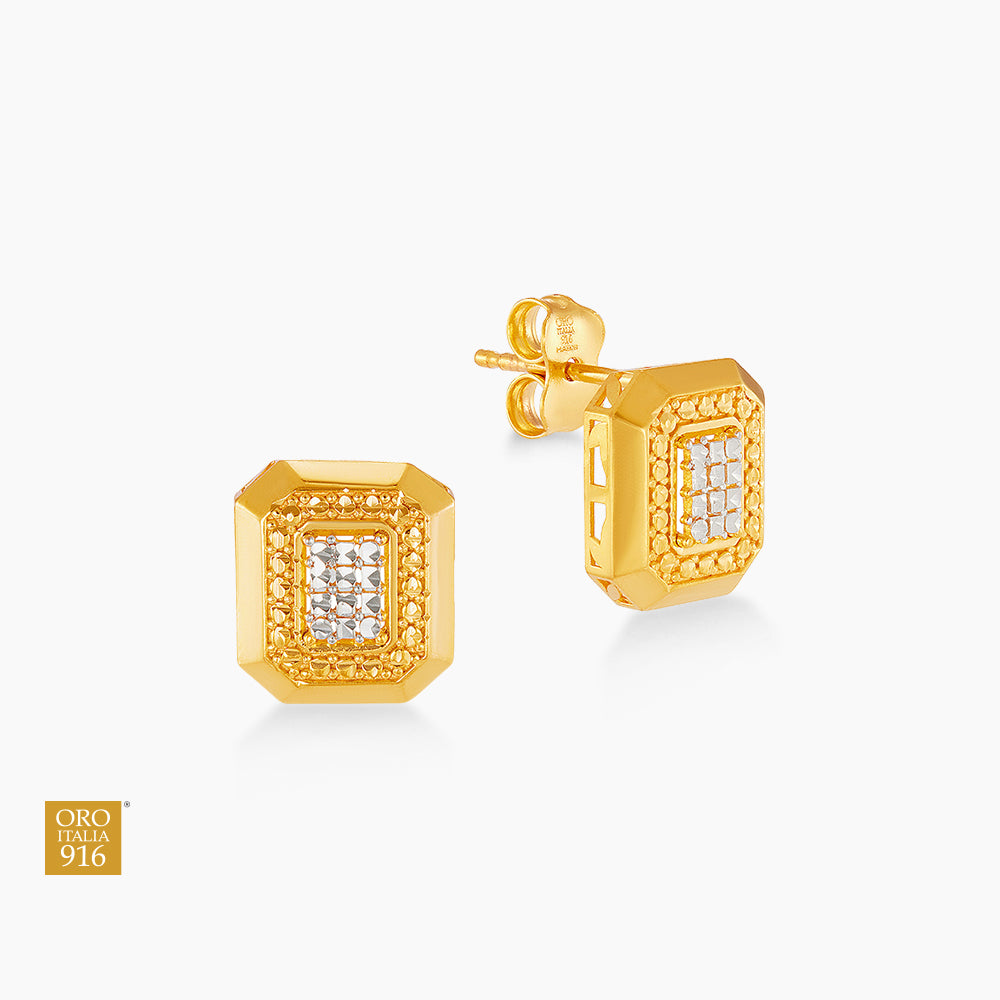 LUMINA | Oro Italia 916 Yellow and White Gold Earrings GE78150526(YW)-BI (22K Gold)