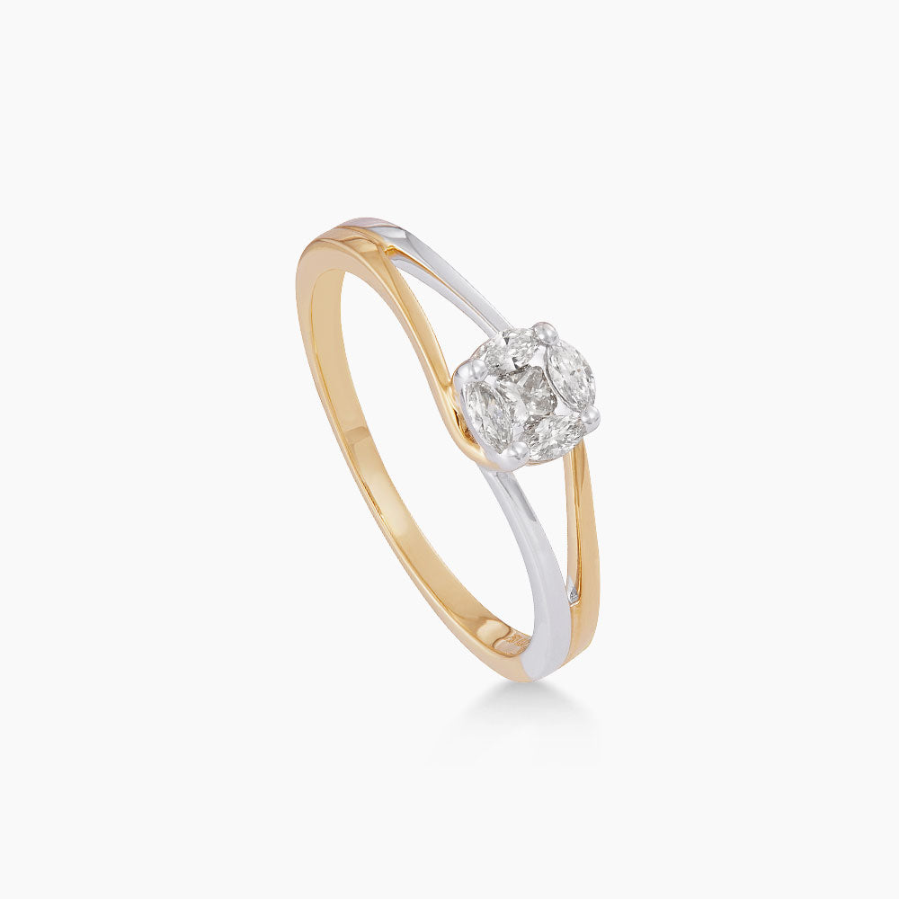 EMPRESS | Marquise and Princess Ring in 750/18K Yellow and White Gold 274650226