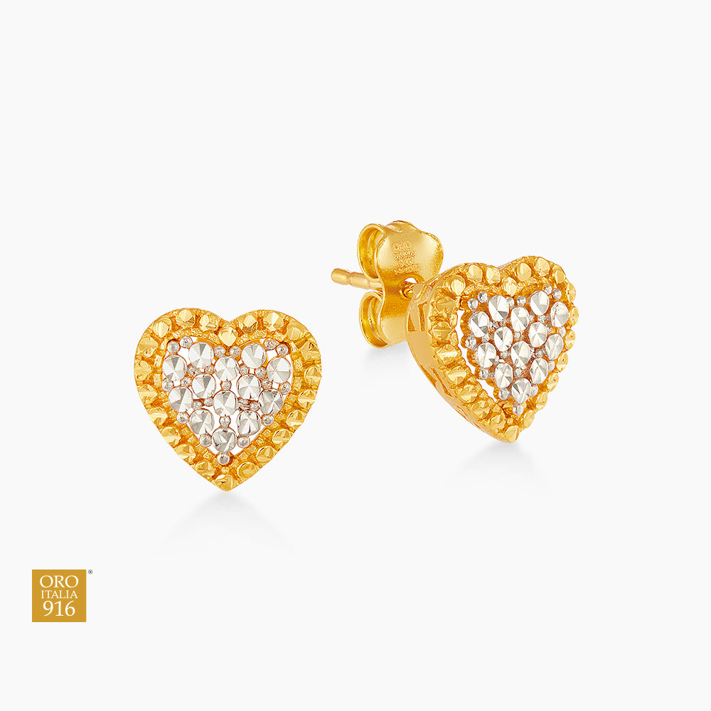 LUMINA | Oro Italia 916 Yellow and White Gold Earrings GE78090426(YW)-BI (22K Gold)