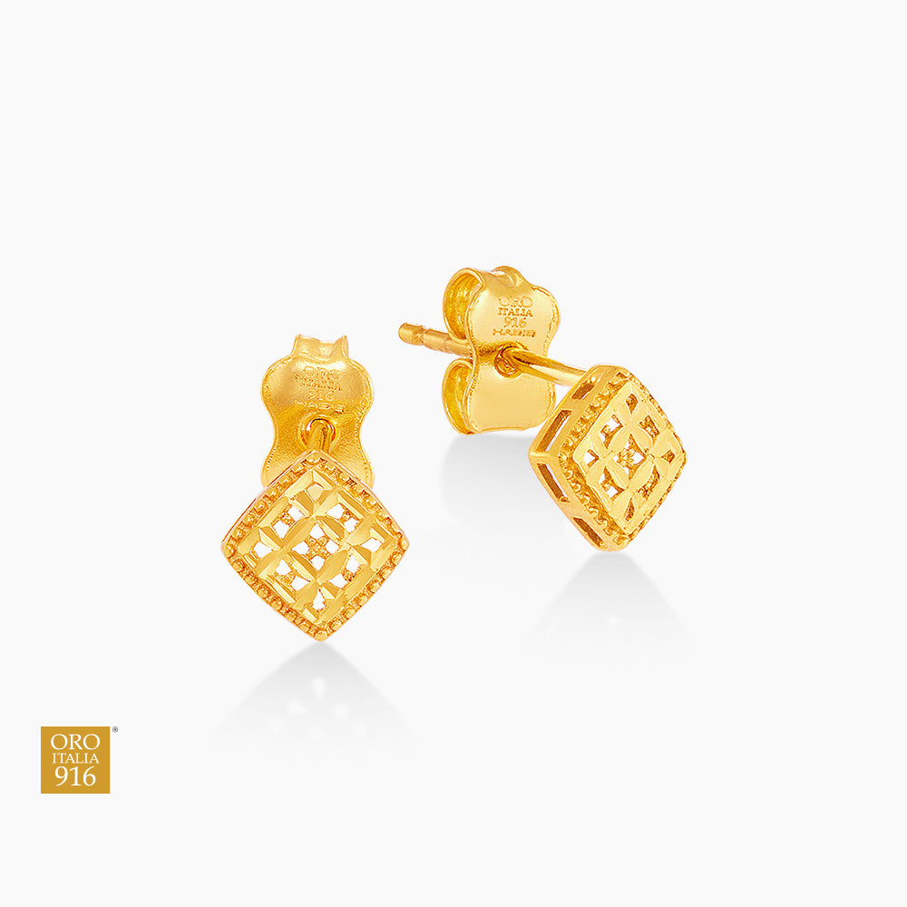 Oro Italia 916 Yellow Gold Earrings GE77130725 (22K Gold)