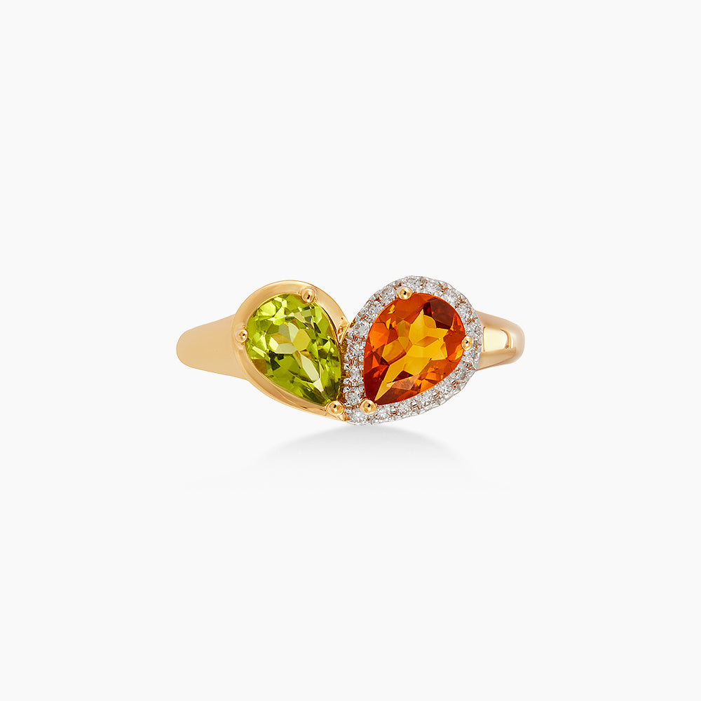 Citrine, Peridot and Diamond Ring in 375/9K Yellow Gold 276030826(YG)-CITR