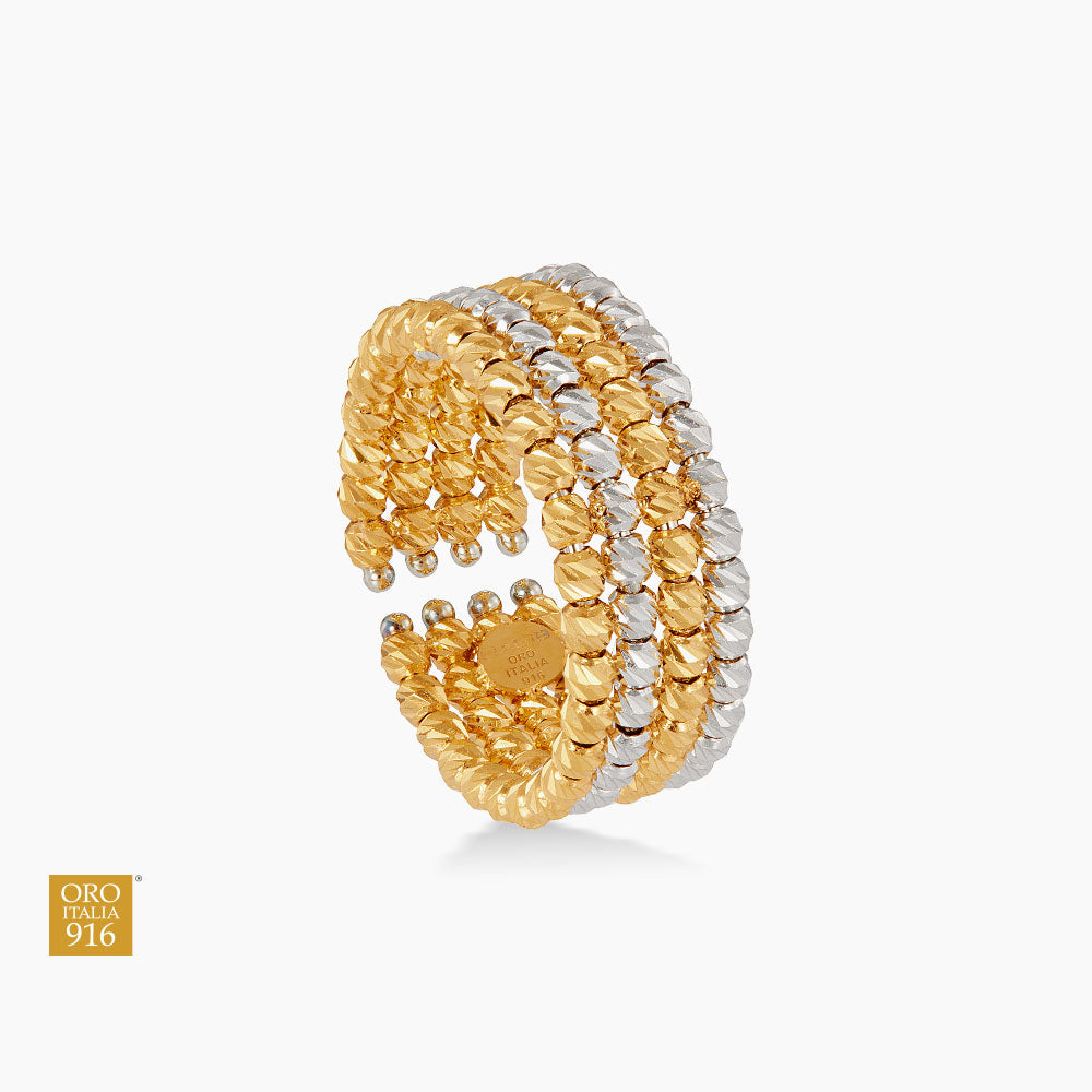 Oro Italia 916 Yellow and White Gold Ring GR61990326(YW)-BI (22K Gold)