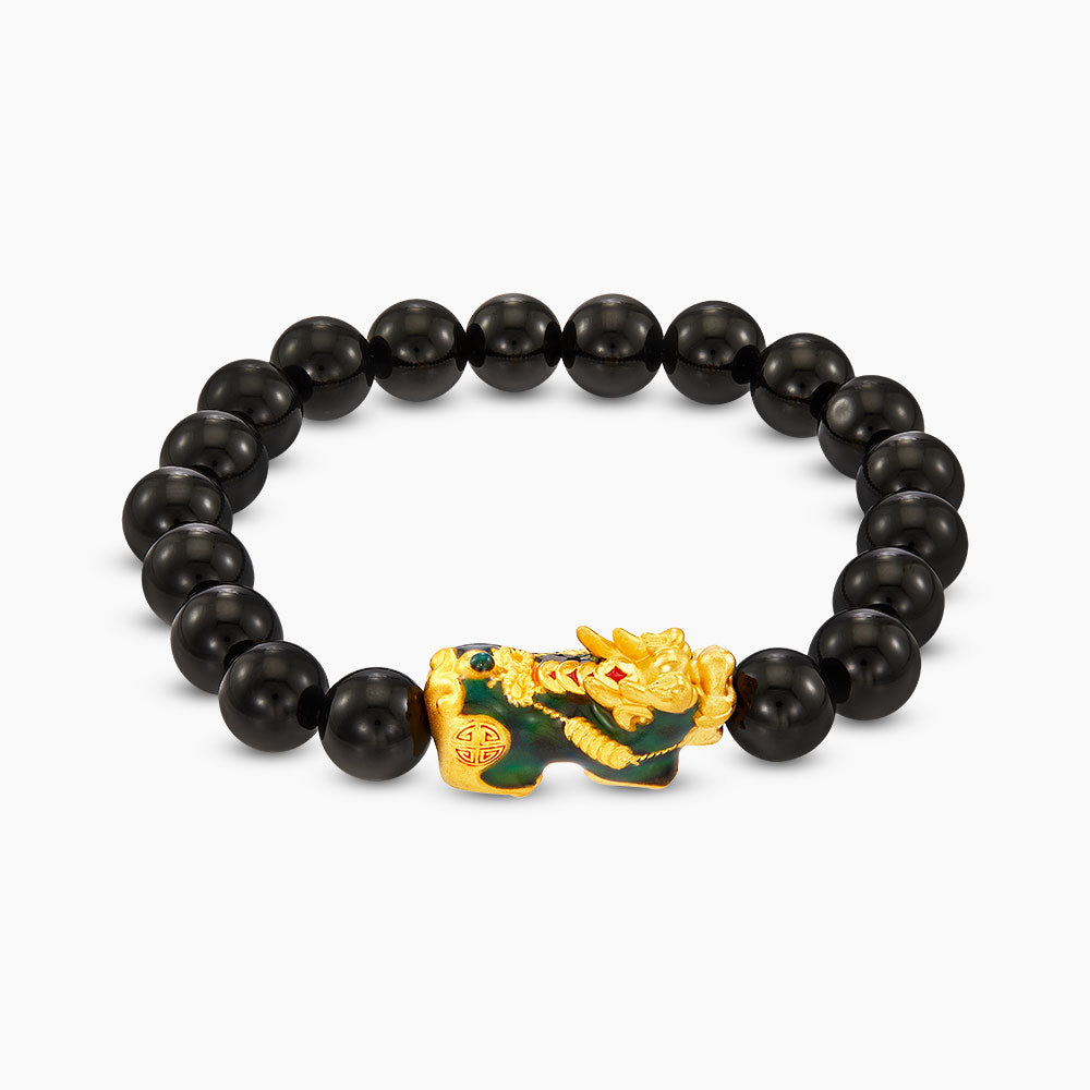 Black Agate Bracelet in 999 Yellow Gold WWGB2561124
