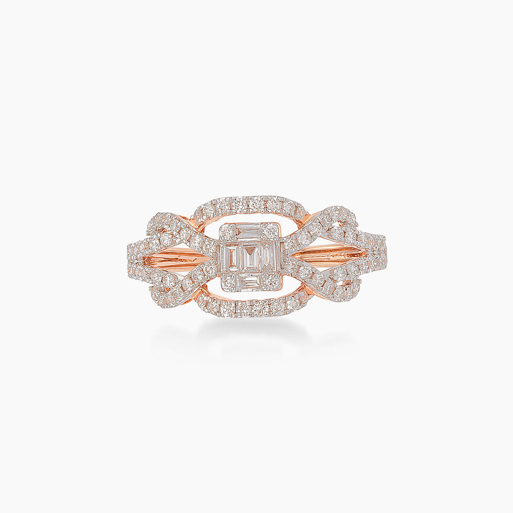 Baguette Diamond Ring in 750/18K Rose Gold 275120526