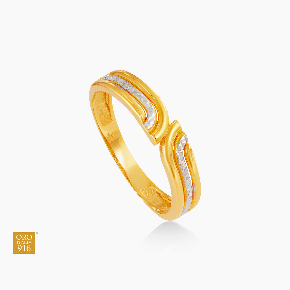 Oro Italia 916 Yellow and White Gold Ring GR62210426(YW)-BI (22K Gold)