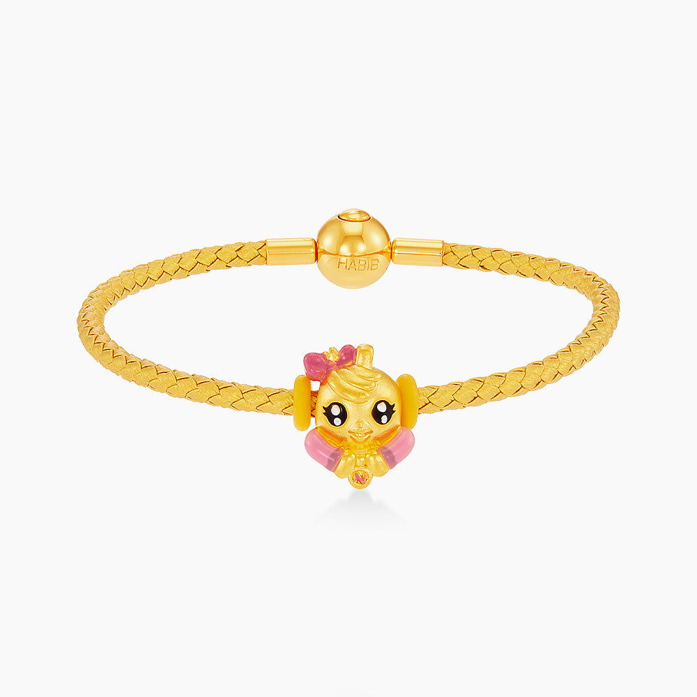 HABIB x Didi & Friends | Adjustable 999/24K Gold Leather Bracelet (Nana/Ribbon) BRW00001Y
