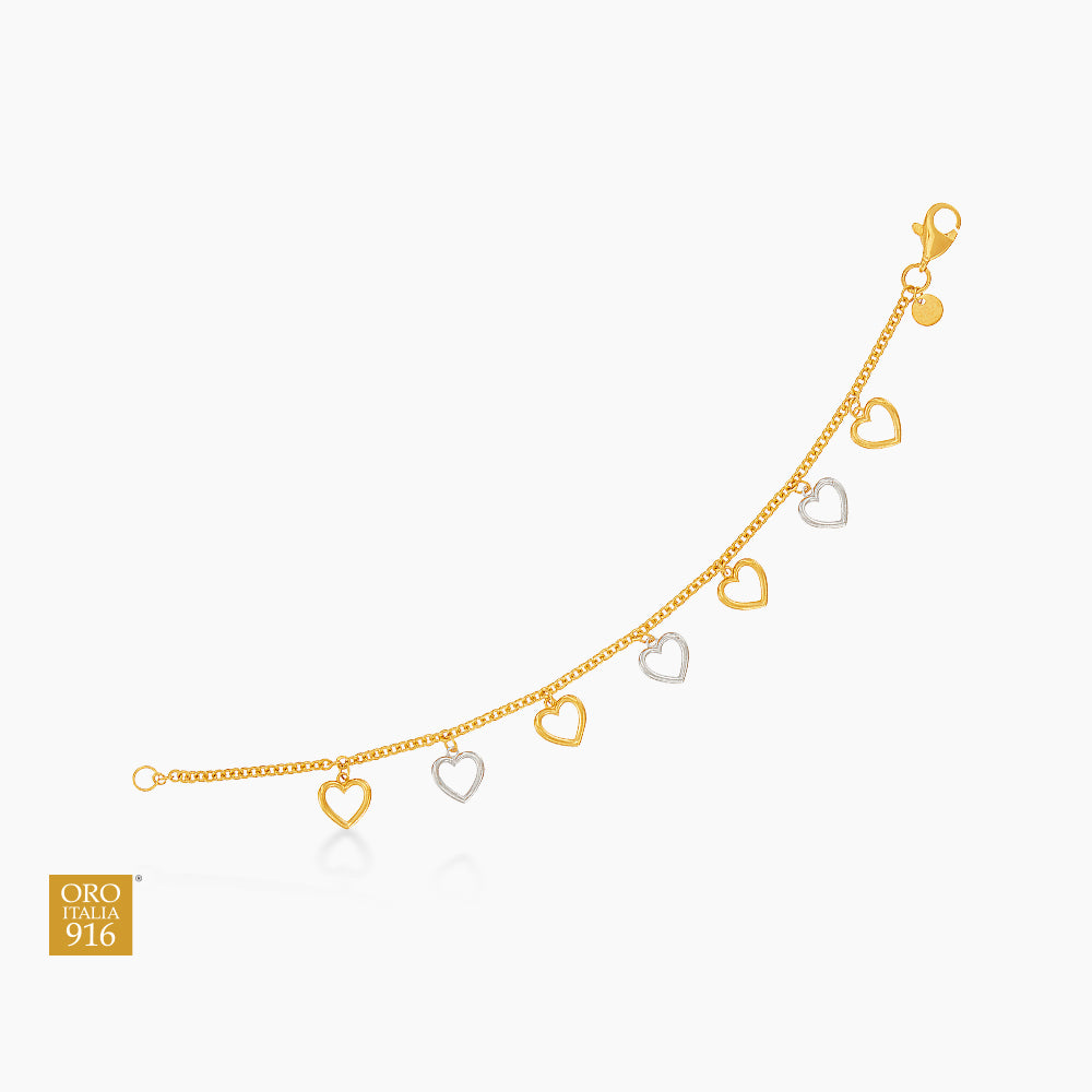 Oro Italia 916 Yellow and White Gold Bracelet (for baby) GW53871025(YW)BBY-BI (22K Gold)