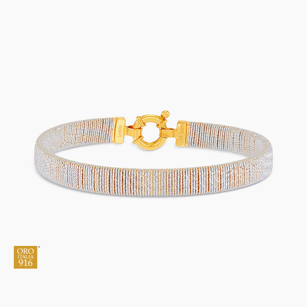 SICILIA | Oro Italia 916 White and Yellow Gold Bangle GB94591025(WY)-BI (22K Gold)