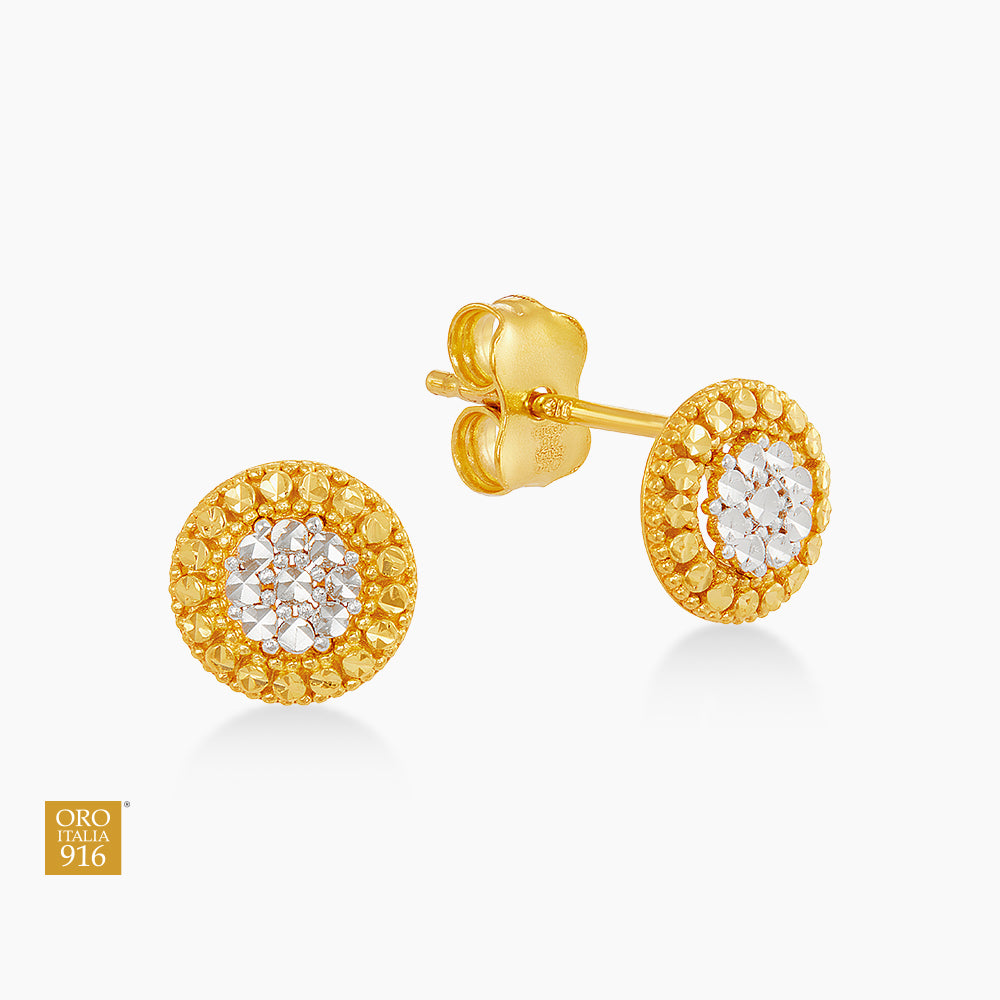 LUMINA | Oro Italia 916 Yellow and White Gold Earrings GE78040426(YW)-BI (22K Gold)