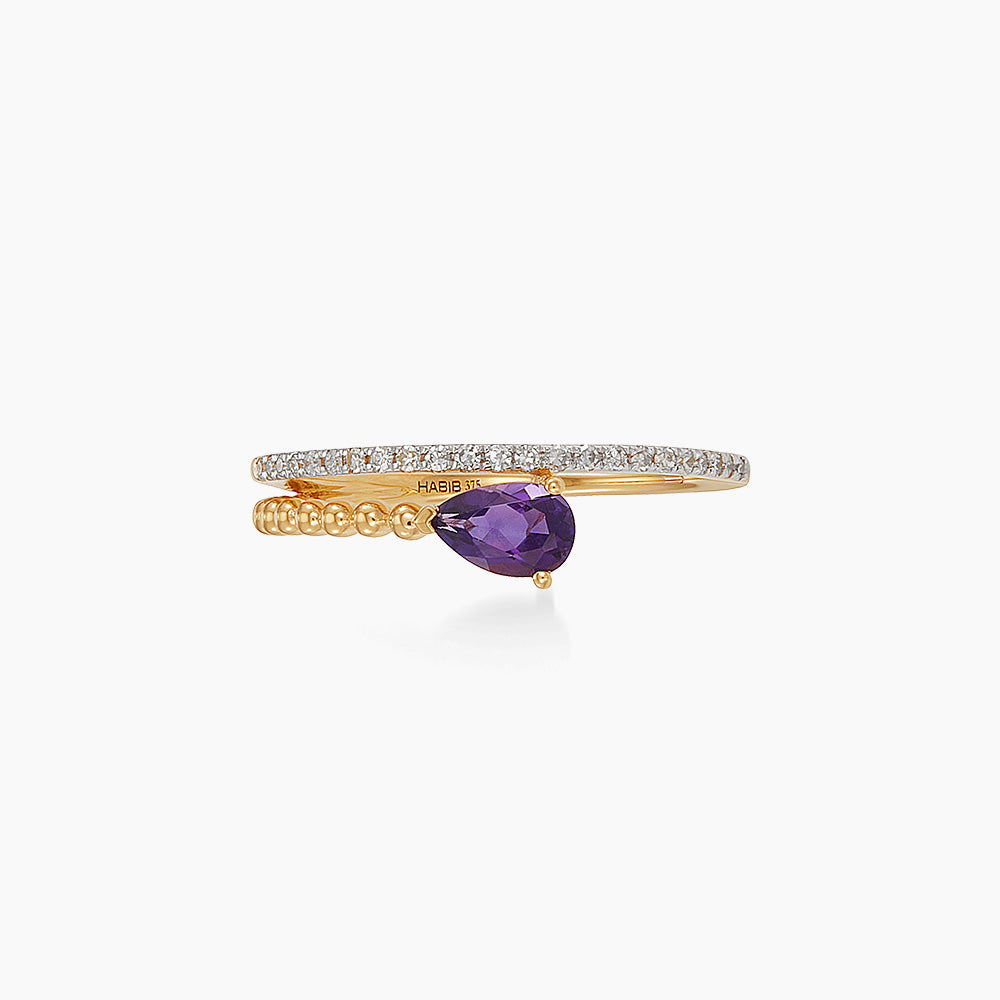 Pear Amethyst and Diamond Ring in 375/9K Yellow Gold 275060526(YG)-AMEH