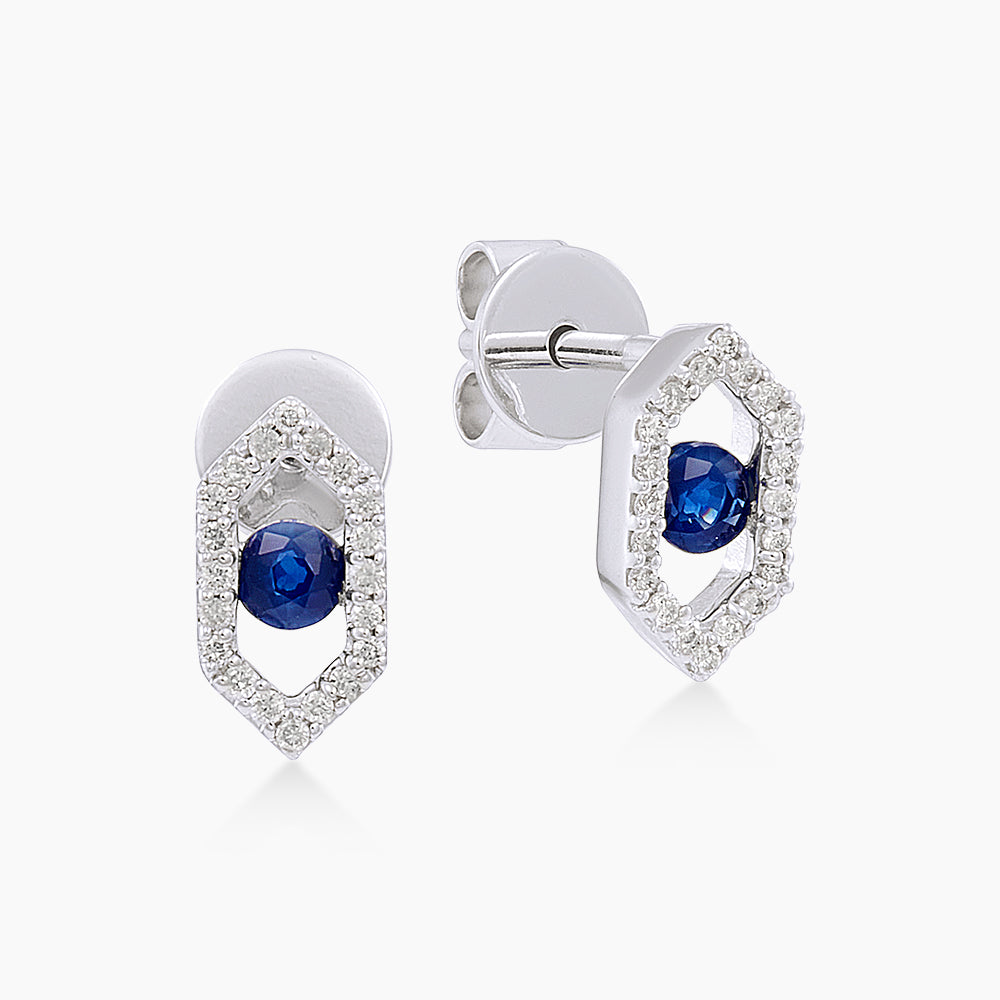 Blue Sapphire and Diamond Earrings in 375/9K White Gold 275840726(E)