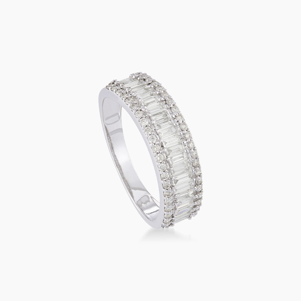 Tapered and Diamond Ring in 375/9K White Gold 274840426(WG)