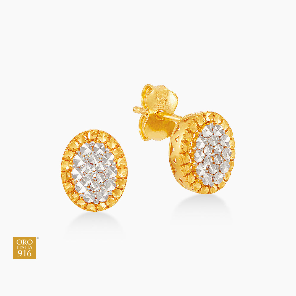 LUMINA | Oro Italia 916 Yellow and White Gold Earrings GE78110426(YW)-BI (22K Gold)