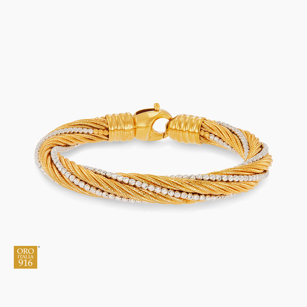 Oro Italia 916 Yellow and White Gold Bangle GB95270126(24YW)-BI (22K Gold)
