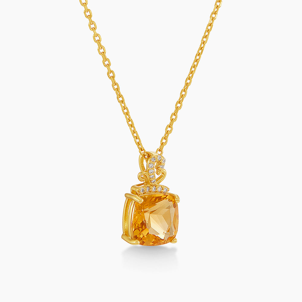 925 Citrine and Diamond Necklace 561770826