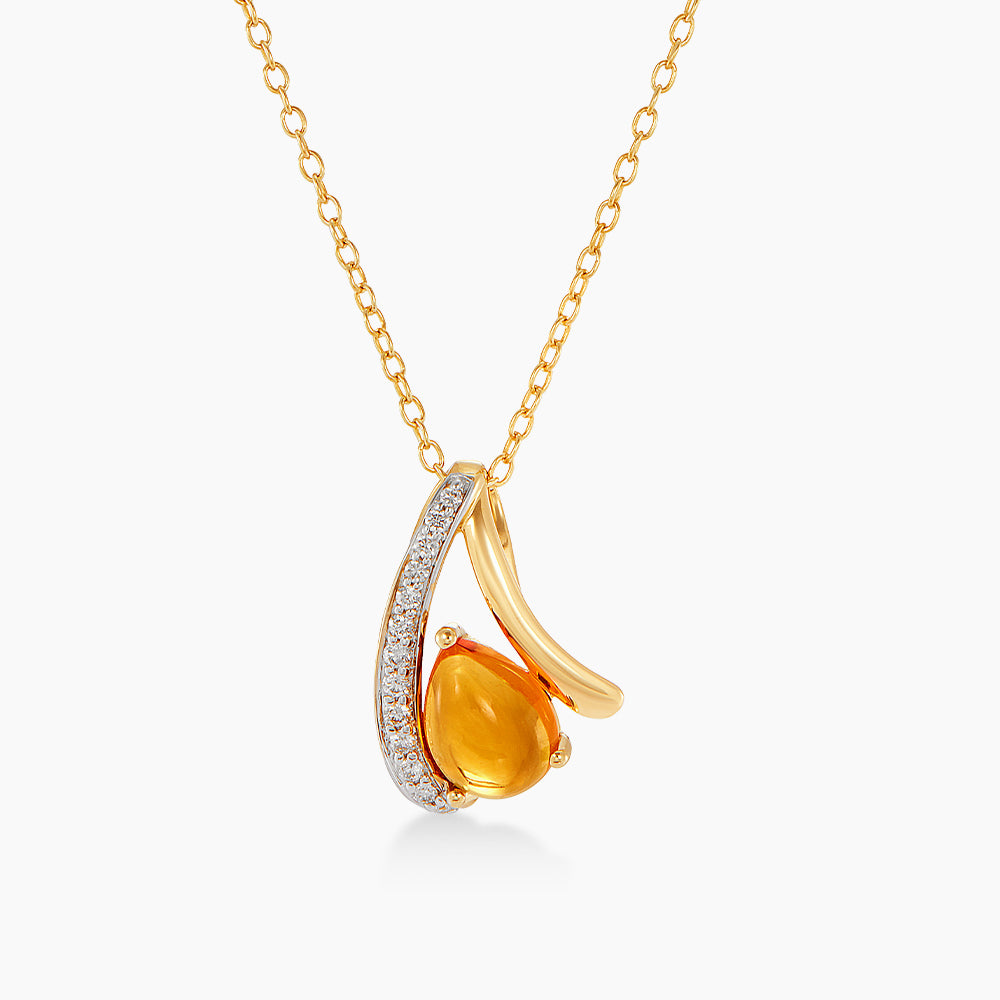Pear Citrine and Diamond Necklace in 375/9K Yellow Gold 276040826(N)