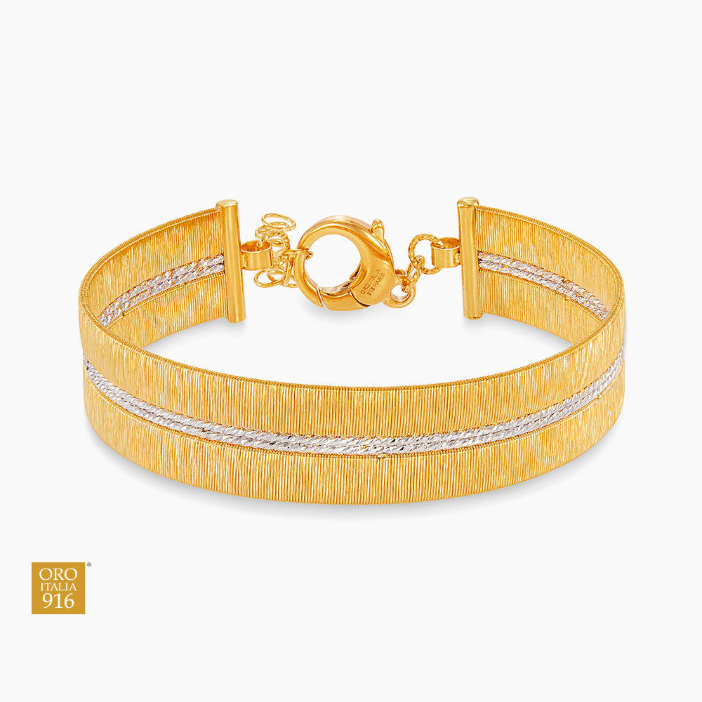 SICILIA | Oro Italia 916 Yellow and White Gold Bangle GB95380326(YW)-BI (22K Gold)