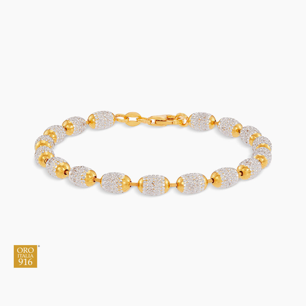 [Self-Pickup Only] Oro Italia 916 Yellow and White Gold Bracelet GW51060226(500YW)-BI (22K Gold)