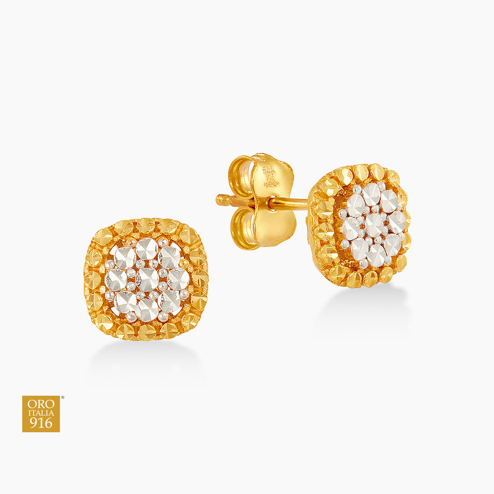 LUMINA | Oro Italia 916 Yellow and White Gold Earrings GE78080426(YW)-BI (22K Gold)