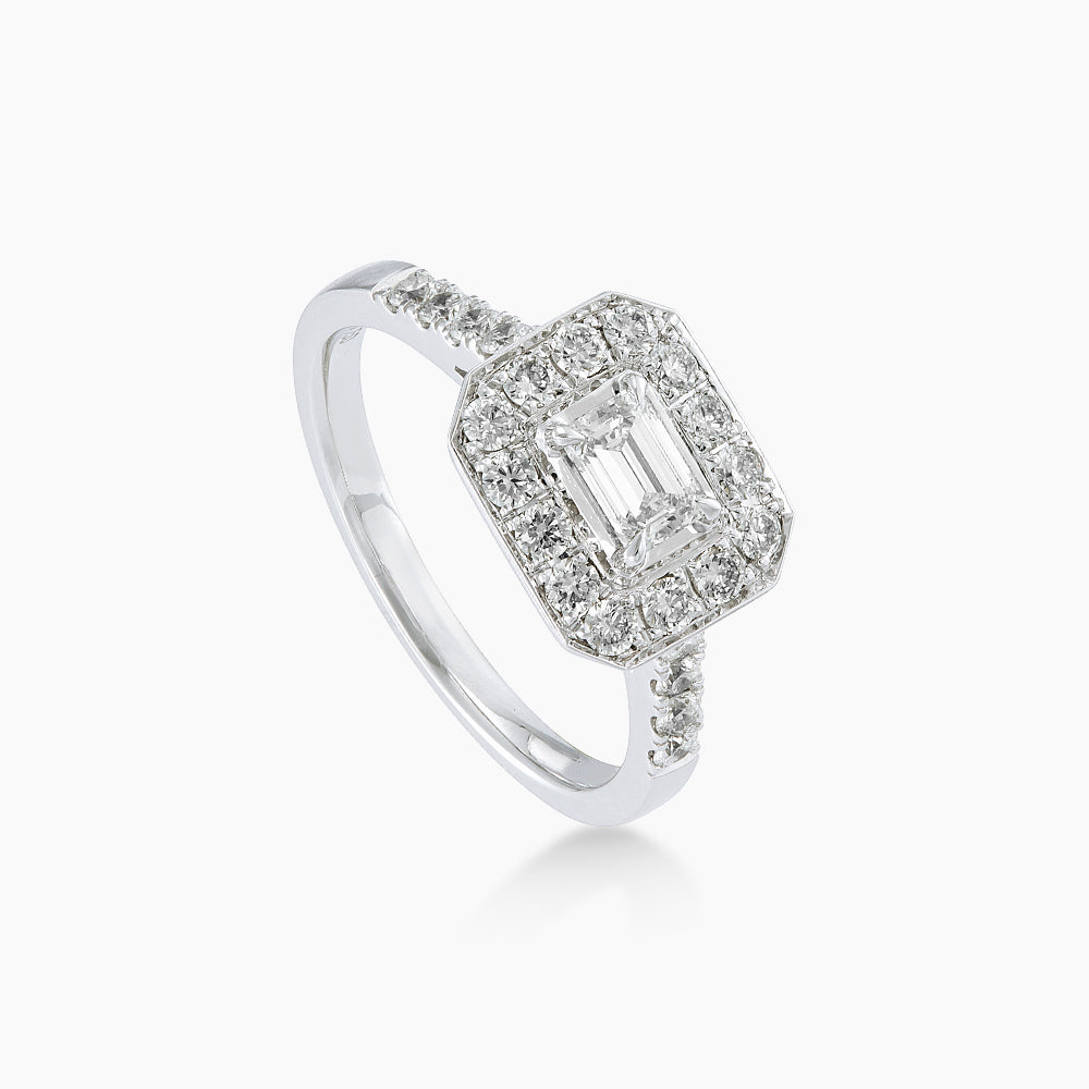 Emerald Diamond Ring in 750/18K White Gold LE5231770325